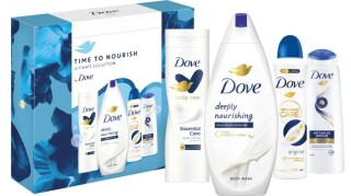 Dove Original dámský kosmetický set ( krémový sprchový gel 250 ml + tělové mléko 250 ml + antiperspirant 150 ml + šampon 250 ml )