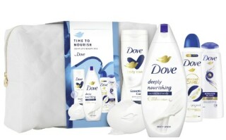Dove Original dámský kosmetický set ( krémový sprchový gel 250 ml + šampon 250 ml + tělové mléko 250 ml + antiperspirant 150 ml + tuhé mýdlo 90 g )