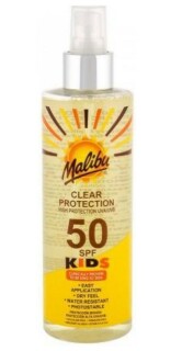 Malibu Kids Clear Protection SPF50 opalovací sprej pro děti 250 ml
