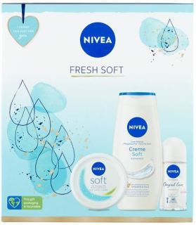 Nivea Fresh Soft Dárkové balení pro hydratovanou a voňavou pokožku (sprchový gel 250 ml, krém 100ml, roll-on 50 ml)