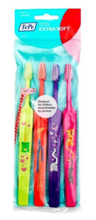 TePe Kids dětský zubní kartáček pro děti Extra Soft 4 ks