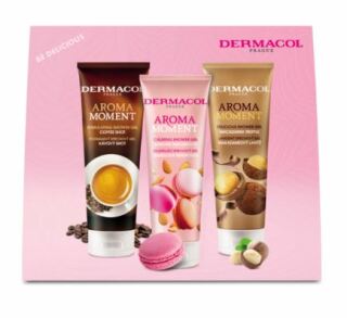 Dermacol Aroma Moment dárková sada pro ženy (Kávový shot 250 ml, Mandlová makronka 250 ml, Makadamiový lanýž 250 ml)
