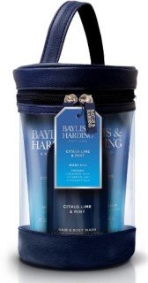 Baylis & Harding Men´s Citrus Lime&Mint Drum Wash Bag set - mycí gel na tělo a vlasy 300 ml + balzám na holení 200 ml + sprchový gel 200 ml