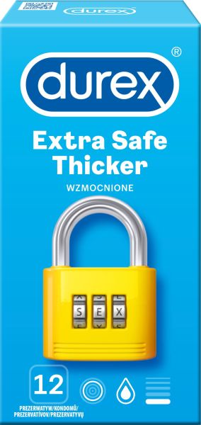 Durex Extra Safe Thicker silnější kondomy s větším množstvím gelu 12 ks