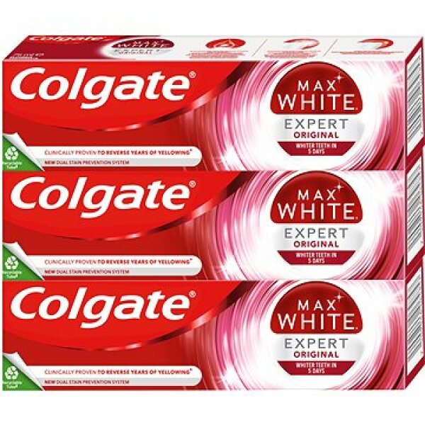 Colgate Max White Expert Original bělící zubní pasta 3 x 75 ml
